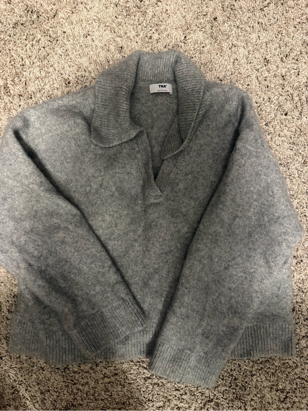 TNA Gray Shawl Collar Pullover Sweater